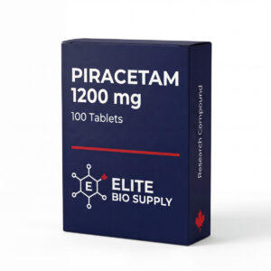 Piracetam 1200mg tablets 100-count box by Elite Bio Supply, pharmaceutical-grade nootropic research compound shipped in Canada